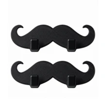 Black Mustache Wall-Mounted Razor Holder, Self-Adhesive No-Drill Bathroom Razor Hook, Men's Bathroom Storage Decor, Christmas Holiday Gift - Razor Stand - View 8