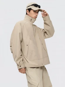 CAMEL CROWN Men's Vintage Barn Jacket, Relaxed Loose Fit Casual Fashion Outer Top - Truffle Ash - View 3
