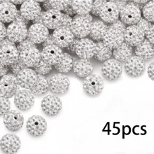 45pcs 10mm Colorful Shiny Round Disco Beads, Sparkling Clay Rhinestone Spacer Beads, Rhinestone Jewelry, Necklace, Bracelet, Earrings, Jewelry DIY Materials, Party Decoration, Valentine's Day Gift - 45pcs - View 8