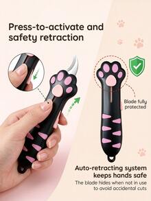 Cute Cat Paw Retractable Utility Knife - Portable Curved Blade Box Opener, Non-Slip Handle, Suitable For Home Package Unboxing, Crafting, Back To School And Office Desk Accessories - Multiple Styles - View 4