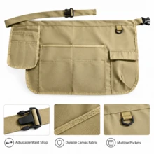 Adjustable Multi-Pocket Waist Tool Apron, Heavy Duty Canvas Gardening Work Hip Bag Apron, Suitable For Gardening, Handicrafts, Woodworking - Multicolor - View 7
