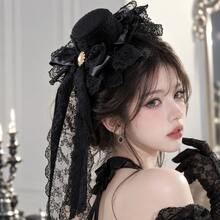 Mũ cao cổ phong cách Gothic cổ điển, phù hợp cho cosplay, phong cách tối tăm, Halloween - màu đen - Xem 8