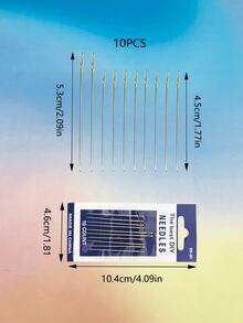 [10pcs/Set]Hand Sewing Needle Set, Gold Tail / Silver Tail 2 Colors Available, Includes 4.5cm+5.3cm Common Sizes, Suitable For Home Sewing, Clothing Repair, Embroidery, Alteration, Patchwork, Cross Stitch And Other Handicraft Scenarios - Hand Sewing Needle - View 8