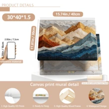 1pc 2D Textured Canvas Art With Mountain Landscape Theme, Suitable For Minimalist Bohemian Style Living Room Wall Decor (Optional Frame) - A - View 19