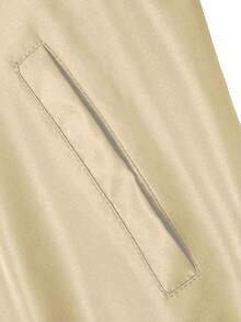 Outdoor Sports Casual Stand Collar Baseball Jacket Solid Color Zipper Jacket - Khaki - View 5