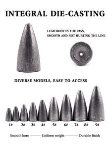 Texas Rig Bullet Sinkers, Multiple Weights Available, Hollow Design, One-Piece Casting, Smooth Surface, Won't Damage Main Line, Long Casting, Sinking Lead Weights, Lure Fishing Accessories, Boxed Fishing Weights - Grey - View 6