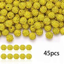 45pcs 10mm Colorful Shiny Round Disco Beads, Sparkling Clay Rhinestone Spacer Beads, Rhinestone Jewelry, Necklace, Bracelet, Earrings, Jewelry DIY Materials, Party Decoration, Valentine's Day Gift - 45pcs - View 7