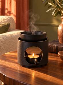 Ceramic Aromatherapy Lamp - Tea Candle Holder And Essential Oil Diffuser With Detachable Bowl, Perfect For Christmas Candles, Christmas Fragrance And Holiday Home Decor, Ideal Christmas Gift - Multi-color - View 2
