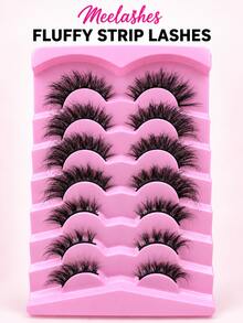 7 Pairs Left & Right Distinguished Full Set False Eyelashes, Realistic Fluffy Voluminous Thick Curly Lashes, European & American Heavy Makeup Style, Easy To Wear For Beginners - View 1