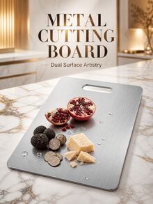 SMEG is gems Stainless Steel Cutting Board, Dual Sided Metal Chopping Board With Hanging Hole, Durable Non Warp Kitchen Board For Meat Vegetable Fruit - View 12