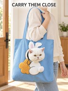 Breathable Pet Carrier Bag/Outdoor Backpack, Suitable For Cats And Dogs, One Shoulder Carry, All-Season Use, Breathable Design, Adjustable Shoulder Strap Pet Travel Backpack, Suitable For Small Dogs And Cats, Breathable Foldable Travel Bag, Suitable For Teddy, Pomeranian, Kittens, Etc. - Multicolor - View 2