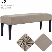 Milk Silk Long Bench Cover, Rectangular Elastic Square Footstool Cover, Washable Rectangular Footstool Cover, Thickened Storage Protective Cover, Elastic Band At Bottom, Elastic Dining Bench Cover - Multicolor - View 14