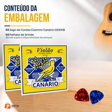 Kit 2 Encordoamentos Giannini Canário GESWB para Violão de Aço, Tensão Média, Cobre Prateado, Cordas com Bolinha, Timbre Equilibrado e Palhetas de Brinde para Músicos - 2 unidades - Visão 3