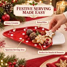 WGROOM 1pc Christmas Hat Ceramic Plate, Red And White Color Scheme Holiday Appetizer Dessert Snack Tray, Suitable For Home, Restaurant, Party And Holiday Dining - Multicolor - View 2