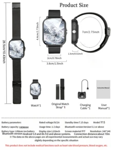 Smartwatch, Wireless Calling/Dialing, Multi-Sport Modes, Call Reminder And Rejection, Message Reminder Viewing, Suitable For Men And Women, Compatible With IOS/Android - Gold - View 9