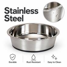 Stainless Steel Pet Bowl With Non-Slip Silicone Base, Round Food & Water Dish For Dogs & Cats, Milk & Snack Feeding Bowl, Easy To Clean, Silver - 500ml - View 7