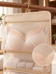 Hanging Underwear Storage Bag With Hook And Zipper Mesh Design, Closet Clothes Organizer Bag, Suitable For Bra, Panties, Socks And Small Clothing Items Classification Storage, Bedroom And Dormitory Wardrobe Storage, Room Organization And Decorative Accessory - Multicolor - View 8