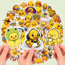 50/100/150pcs Cute Yellow Duck Stickers, Cartoon Duck Stickers With Coffee, Sleep, Camera And Play Designs, Waterproof Vinyl Stic, First Day Of School - A - View 12