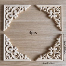 4pcs Solid Wood Carved Corner Flowers, Woodworking Supplies, Home Decorations, Suitable For Cabinets, Doors And Windows, Furniture, Background Walls, Entrances, Offices And Other Decorations, Holiday Decorations, DIY Decorations. - Multicolor - View 12