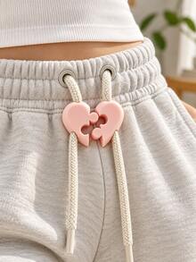 2/1 Pair Heart-Shaped Puzzle Drawstring Tightening Buckles, Cute Split Heart Drawstring Lock, Suitable For Sweatshirts And Sweatpants, Decorative Plastic Rope Buckle, Heart Puzzle Shaped Drawstring End Fastener, Fashion Clothing DIY Accessory, Heart-Shaped Clothing Rope Tightening Buckle - Multicolor - View 3