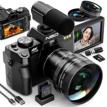 NBD Black Digital Camera 64MP 4K, 3.0-Inch Flip Screen Vlog Camera, Wide-Angle And Macro Lens, With External Microphone, WIFI, 16x Digital Zoom, Built-In Flash, Selfie And Night Mode, Suitable For Beginners (32GB Card + 2 Batteries) - View 11