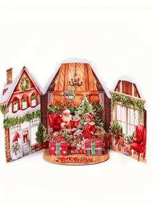 2pcs Exquisite 3D Vintage Pop-Up Christmas Cards: Merry Christmas And Happy New Year - Holiday Season Greeting Cards With Envelopes, Home Decor, Party Invitation Cards - Multicolor - View 2