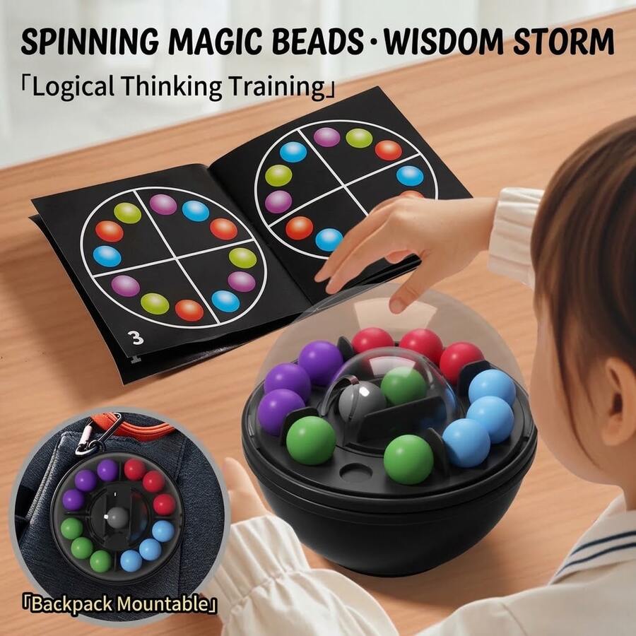 1PC-Kids Rotating Magic Ball Puzzle - Color Matching Brain Teaser Game, 3D Logic & Spatial Reasoning Toy For Boys Girls, Educational STEM Gift, Hand-Eye Coordination Trainer