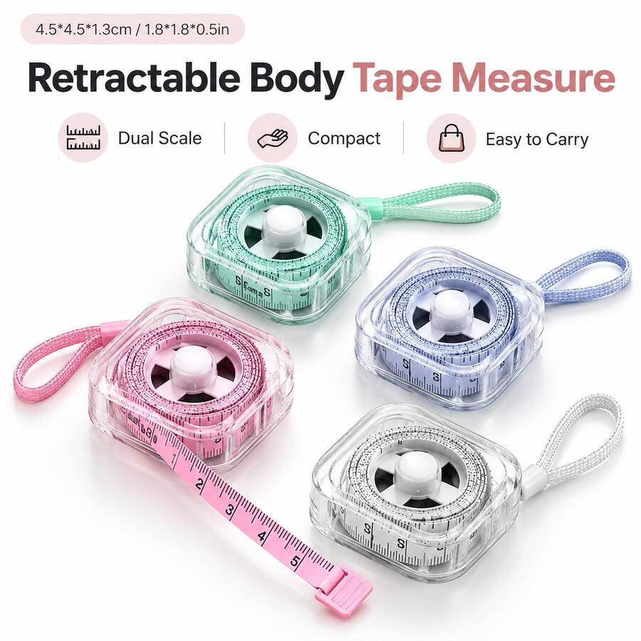 2M Transparent Colorful Tape Measure – Square Soft Measuring Tape & Portable Mini Ruler For Body, Sewing & Home Use – Flexible Dual-Scale Tape For Tailors, Crafters, DIY & Daily Measurement Needs – Compact & Lightweight Design - A - View 1