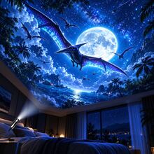 Jurassic Dinosaur Projection Lamp, Tyrannosaurus Rex, Pteranodon, Pterosaur, Fantasy Dinosaur Theme LED Atmosphere Night Light, Suitable For Bedroom Bedside Decoration Atmosphere Light - Multicolor - View 9