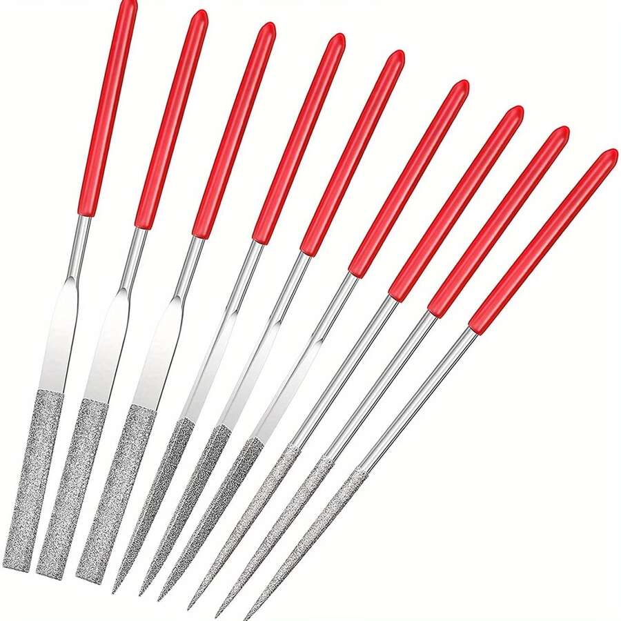 Miniature Model File Set, Includes Round, Flat And Triangular Diamond Files - 9 Pcs - View 1