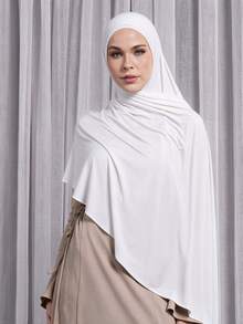 Modest Hijabs Women's Elastic Jersey Rectangular Muslim Headscarves Long Hijabs - Long Scarf - View 16