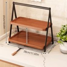 2‑Tier Metal & Wood Countertop Storage Rack, Desktop Mug Cup Organizer Shelf, Kitchen Counter Display Stand For Mugs, Cups And Small Kitchen Gadgets - View 10
