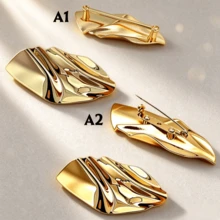 1pc Holiday Season Large Asymmetric Alloy Wavy Bikini Front Connector Scarf Buckle Waist Belt Decorative Buckle - A - View 13