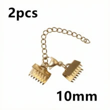 2pcs Stainless Steel Ribbon Leather Cord End Fastener Clasps With Chains Lobster Clasps Connectors For Bracelet Diy Making - Ribbon Leather Cord End Fastener Clasps - View 18