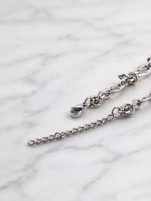 1pc Personalized Creative Hiphop Fashion Handmade Stainless Steel Geometric Chain Bracelet, Men's Street Party Accessory - Silver - View 6