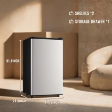 WANAI Mini Fridge With Freezer 3.2 Cu.Ft, Single Door Small Refrigerator Compact Fridge For Bedroom Dorm And Office Silver - View 8