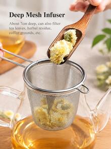 3pcs/2pcs/1pc Stainless Steel Fine Mesh Long Handle Strainer, Reusable Kitchen Food Filtering Basket, Suitable For Tea, Coffee, Herbs, Vegetables, Pasta And Cooking, Household Kitchen Handheld Sieve Drainer Cleaning Tool - Multicolor - View 4