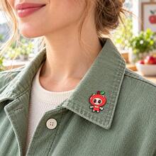 Korean Pop Apple Enamel Pin Color Blocking Fashion Decorative Badge Ornaments Lapel Bag Badges Gifts - Multicolor - View 6
