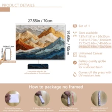 1pc 2D Textured Canvas Art With Mountain Landscape Theme, Suitable For Minimalist Bohemian Style Living Room Wall Decor (Optional Frame) - A - View 15