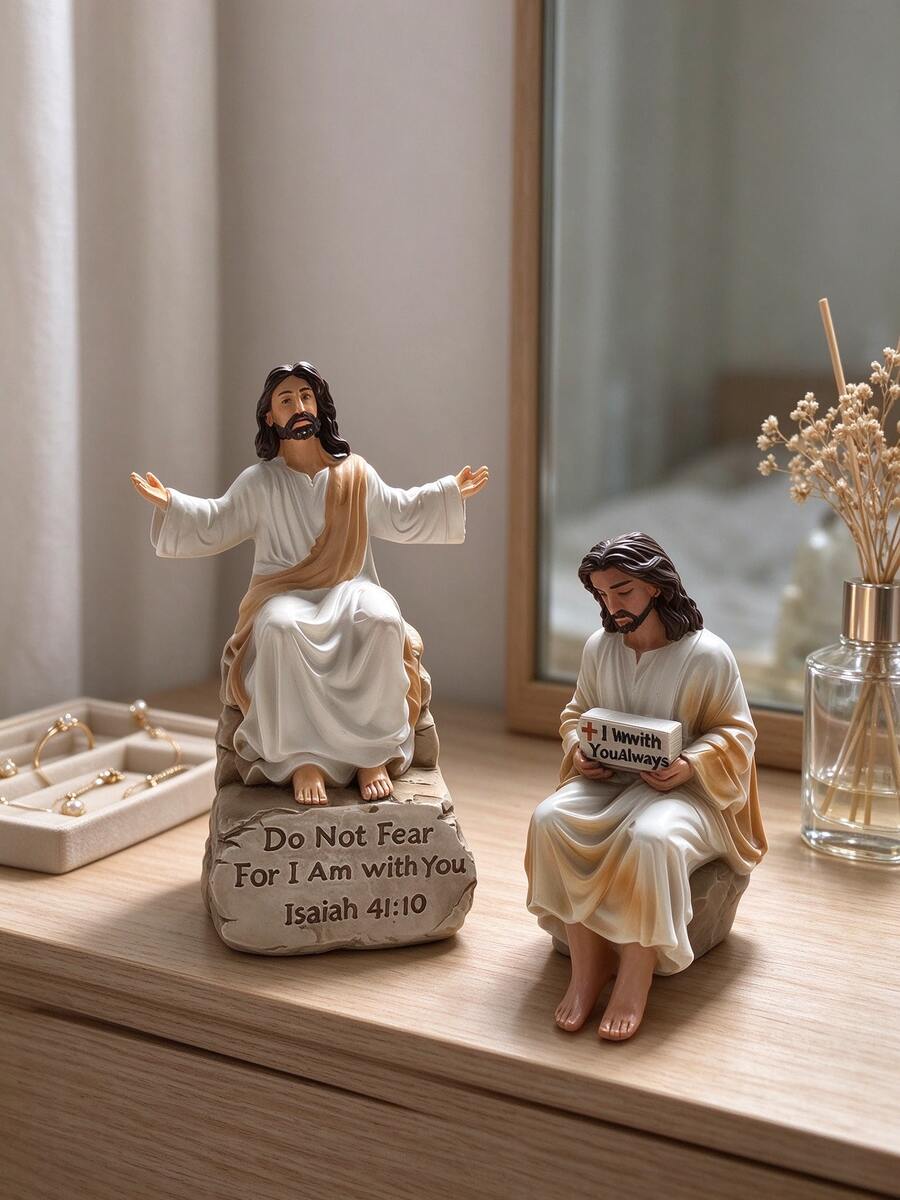 1pc Human Statue Resin White Beige Hand-Painted Art Sculpture, Desktop Bookshelf Bedroom Office Coffee Table Countertop Spiritual Home Decor Ornament, Suitable For Living Room Bookshelf Display - Priest - View 1