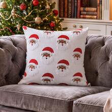 1pc Tufted Embroidered Santa Claus Pillow Case, Sofa Decorative Throw Pillow Cover, Holiday Party Decoration Pillow Case Santa Claus - Multicolor - View 5