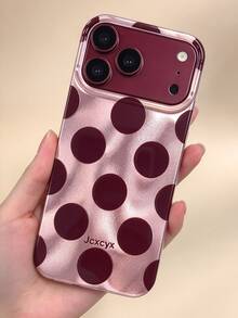 Shiny Sequin Polka Dot Asymmetrical Water Ripple Glossy IMD Phone Case, Compatible With IPhone 18 Pro Max 18 Pro 17 Pro Max 17 Pro 16 Pro Max 15 Pro Max 14 Pro Max 13 Pro Max 16 15 14 Plus 13 12 Pro 11, Cute Pink Glossy Soft Shell, Fashion Y2K Girl Gift - Burgundy Polka Dots - View 4