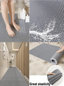 1pc Thick Hollow Anti-Slip Mat PVC Grid Hollow Design Specially Designed For Swimming Pool/Bathroom/Shower Room Suitable For Kitchen/Bathroom/Restaurant/Bar/Garage Multi-Functional Durable Easy To Clean Easy To Store - Grey Hollow-out - View 3