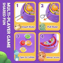 1pc-Dinosaur Battle Top Arena - Multiplayer Spinning Launcher Game, Interactive Collision Combat Toy With Scoreboard, Dinosaur Party Gift For Kids, Hand-Eye Coordination & Reaction Training - Multicolor - View 5