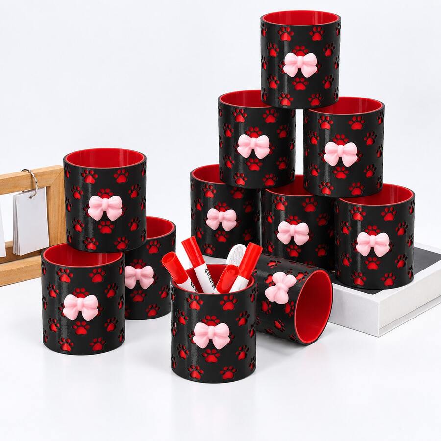 5/2/1 Paw Print Pen Holder, Pencil Cup Work Desk Storage Box, Cute Pet Claw Storage Container, Makeup Brush Holder, Toothbrush Holder, Work Desk Storage Box, Pet Lovers Gift, Multi-Purpose Storage Cup - View 1