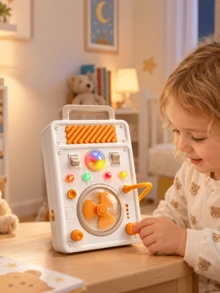 蒙特梭利忙碌板,適合1-3歲幼兒,電子燈光活動板,附按鈕開關、風扇旋轉旋鈕、燈光與聲音電源條,飛機汽車旅行玩具,教育學習玩具,男孩女孩禮物,蒙特梭利玩具,遊戲玩具 - 彩色 - 查看 2