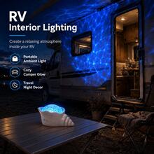 Shell Ocean Wave Projection Night Light, 7-Color RGB LED Starry Sky Projection Lamp With 5 White Noise Sound Effects, USB Powered Dimmable Timer Decorative Light, Suitable For Bedroom Home Party Decoration - Water ripple - View 1