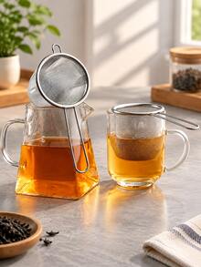 3pcs/2pcs/1pc Stainless Steel Fine Mesh Long Handle Strainer, Reusable Kitchen Food Filtering Basket, Suitable For Tea, Coffee, Herbs, Vegetables, Pasta And Cooking, Household Kitchen Handheld Sieve Drainer Cleaning Tool - Multicolor - View 3