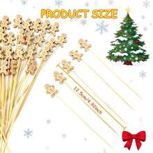 200pcs Christmas Bamboo Skewers Set, Cocktail Picks, Fruit Forks, Christmas Tree Decor, Cake Picks, Appetizer Toothpicks, Suitable For Cocktail Party, Birthday Party, Wedding, Christmas Decoration, Christmas, Table Decor, Christmas Gift - Apricot - View 5