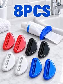 8Pcs Toothpaste Squeezer, 4 Colors Randomly Shipped, Manual Rolling Tube Wringer & Toothpaste Dispenser, Reusable No-Waste Squeezing Tool For Toothpaste & Face Wash, Bathroom, Kitchen, Dorm, Back To School & Halloween Gift - One Size - View 1